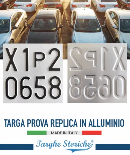 Targa Prova in Alluminio Catarifrangente con Tutti i Caratteri in Rilievo Punzonati