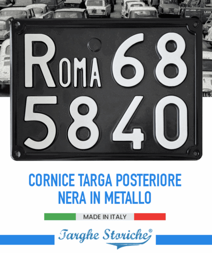 Portatarga per targa posteriore per veicoli dal 1952 al 1975 in Metallo Nero