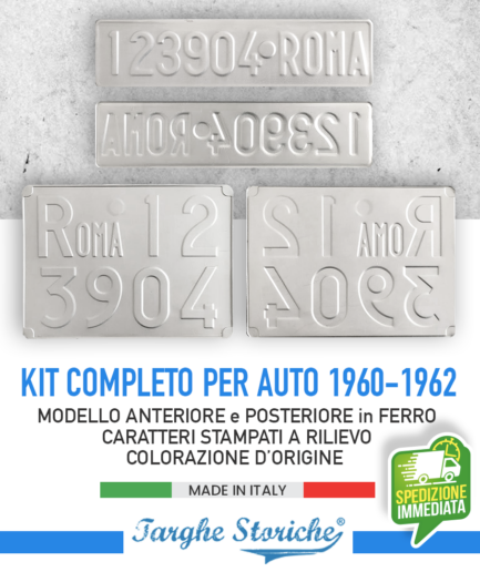 Kit Coppia Targhe per veicoli dal 1960 al 1962 - Ferro