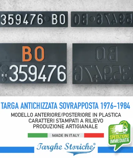 Targa Personalizzata In Alluminio Catarifrangente, Lettere E Numeri In Rilievo, Modello Anteriore, Made In Italy