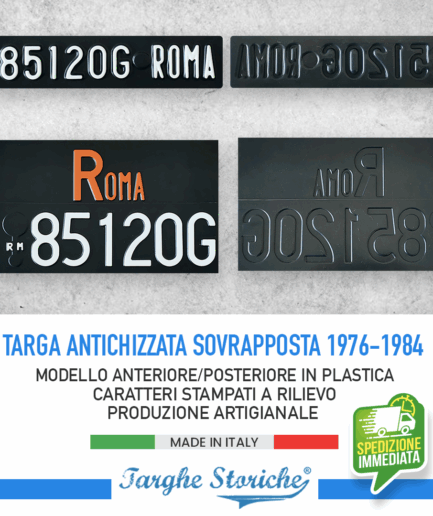 Kit Completo Targa Auto Posteriore e Anteriore dal 1976 al 1984 (Sovrapposta)