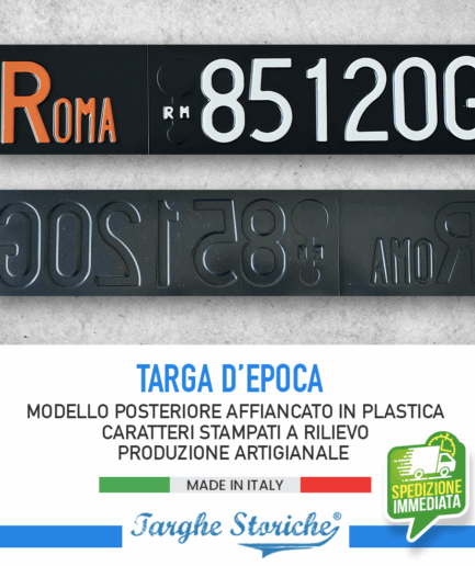 Targa Auto Epoca Posteriore dal 1976 al 1984 in Plastica (Affiancata)