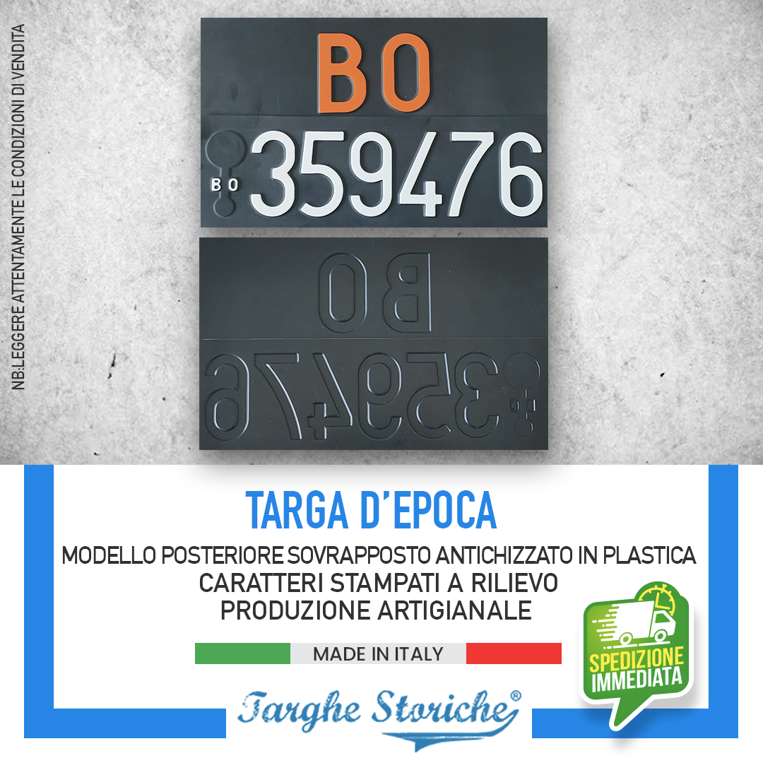 targa posteriore sovrapposta antichizzata 76-84 1