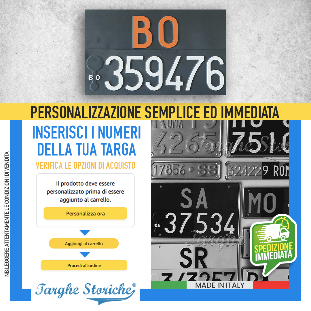 targa posteriore sovrapposta antichizzata 76-84 2