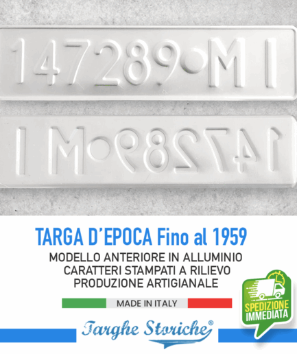 Targa Auto Anteriore per veicoli fino al 1959