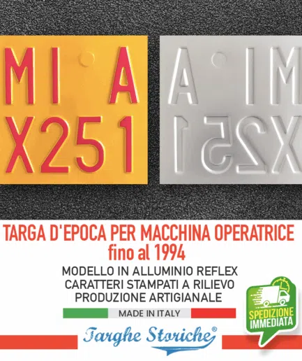 TARGA AUTO REPLICA SOSTITUTIVA ANT.+ POST. IN ALLUMINIO ART - Foto 3
