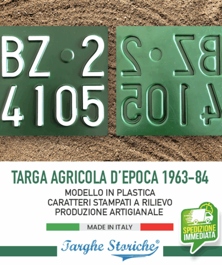 Targa Agricola in Plastica dal 1963 al 1984
