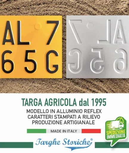 Targa Agricola Catarifrangente gialla, con Caratteri in Rilievo Punzonati