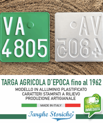 Targa Agricola per veicoli fino al 1962 - Alluminio Plastificato, Colorazione d'Origine
