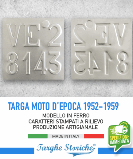 Targa Moto Epoca per motoveicoli dal 1952 al 1959