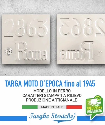 Targa Moto Epoca per motoveicoli fino al 1945 con bollo fascio littorio
