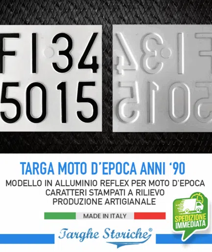 Targa Moto Epoca in Alluminio Catarifrangente dal 1985 al 1994