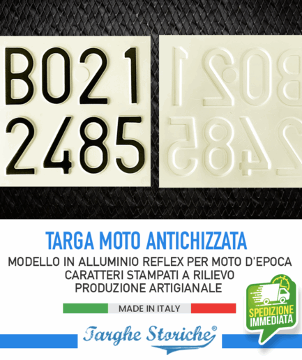 Targa Moto Epoca in Alluminio Catarifrangente dal 1985 al 1994 - Antichizzata