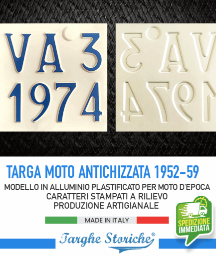 Targa Moto Epoca per motoveicoli dal 1952 al 1959 - Alluminio Plastificato, Antichizzata