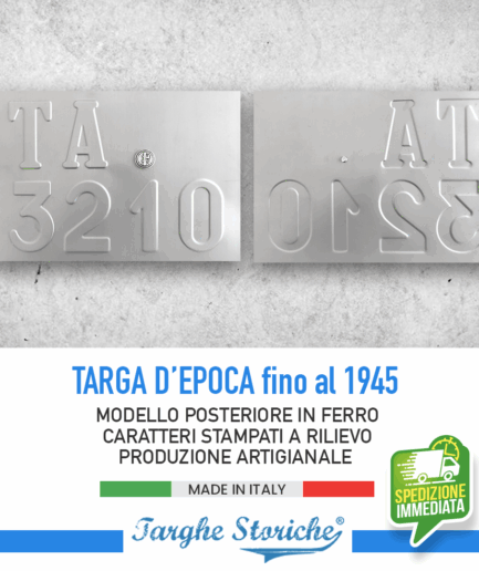 Targa Auto Posteriore per veicoli fino al 1945 con bollo fascio littorio