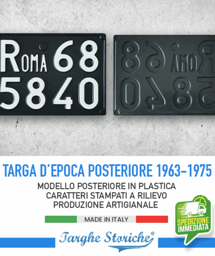 Targa Auto Epoca Posteriore dal 1963 al 1975 in Plastica
