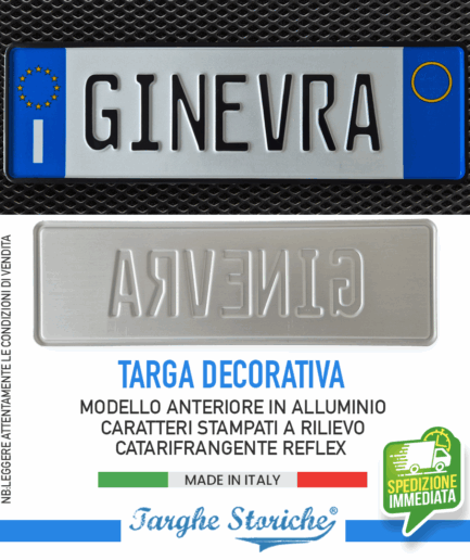 Targa Auto Anteriore Replica con caratteri Tedeschi in Rilievo Punzonati