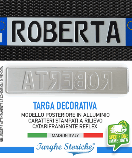 Targa Auto Posteriore Replica con caratteri Tedeschi in Rilievo Punzonati