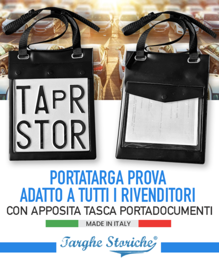Portatarga per targa prova con sacca portadocumenti