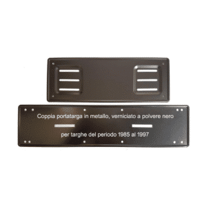 Kit Portatarga anteriore+posteriore per veicoli dal 1985 al 1997 Metallo Nero - Targa posteriore con caratteri su unica linea
