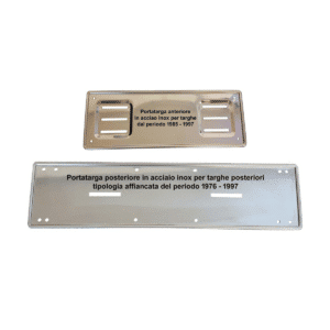 Kit Portatarga anteriore+posteriore per veicoli dal 1985 al 1997 in Inox - Targa posteriore con caratteri su unica linea