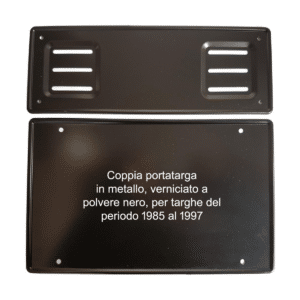 Kit Portatarga anteriore+posteriore per veicoli dal 1985 al 1997 Metallo Nero - Targa posteriore con provincia montata sopra la numerazione e "ZA" senza bande blu