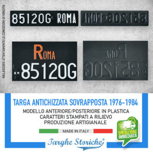 Kit Completo Targa Auto Posteriore e Anteriore dal 1976 al 1984 (Sovrapposta)
