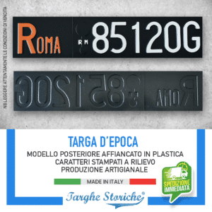 Targa Auto Epoca Posteriore dal 1976 al 1984 in Plastica (Affiancata)