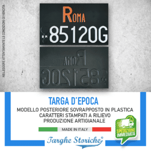 Targa Auto Epoca Posteriore dal 1976 al 1984 in Plastica (Sovrapposta)