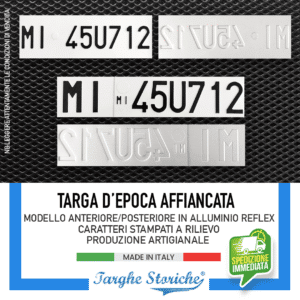 Kit Completo Targa Auto Posteriore e Anteriore dal 1985 al 1994 (Affiancata)
