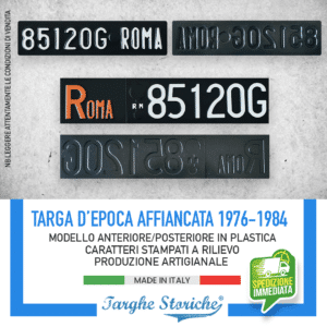 Kit Completo Targa Auto Posteriore e Anteriore dal 1976 al 1984 (Affiancata)