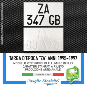 Targa Auto Posteriore dal 1995 al 1997 in Alluminio Catarifrangente (ZA)