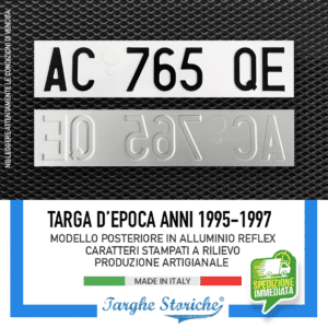 Targa Auto Posteriore dal 1995 al 1997 in Alluminio Catarifrangente