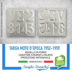 Targa Moto Epoca per motoveicoli dal 1952 al 1959