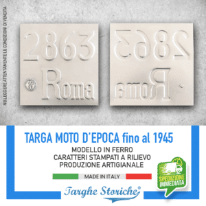 Targa Moto Epoca per motoveicoli fino al 1945 con bollo fascio littorio