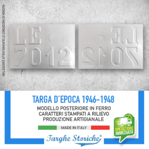 Targa Auto Posteriore per veicoli dal 1946 al primo semestre 1948 con logo Associazione Mutilati ed Invalidi di Guerra