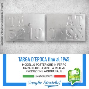 Targa Auto Posteriore per veicoli fino al 1945 con bollo fascio littorio