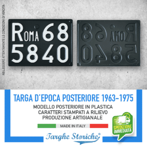 Targa Auto Epoca Posteriore dal 1963 al 1975 in Plastica